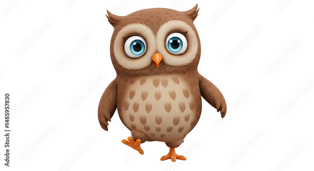 Fototapeta premium Adorable Brown Owl with Blue Eyes