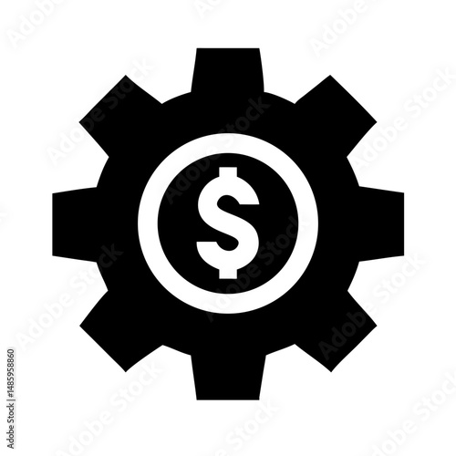 gear with dollar icon silhouette on transparent background for web and graphic design