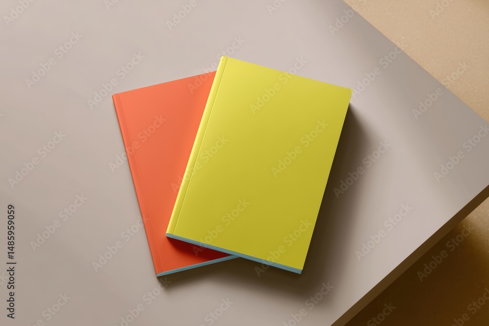 magazine plain and blank cover mockup, vivid colors, busy layout, flat background with neutral table surface magazine plain and blank cover mockup, vivid colors, busy layout, flat background with neutral table surface