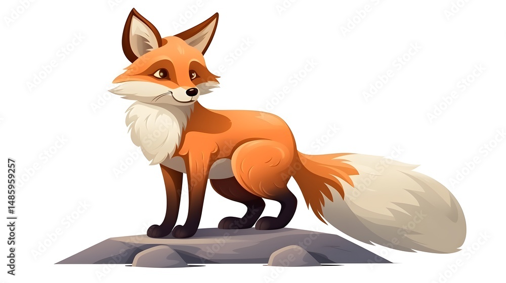 Obraz premium Cute Fox Holding an Empty Sign in its Paws - Animal Advertising Concept