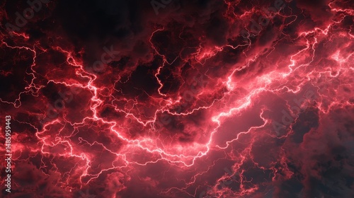 Ultra quality image of aerial red thunder lightning pattern background shape.