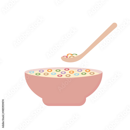 vector illustration of cereal in a bowl with milk mixture