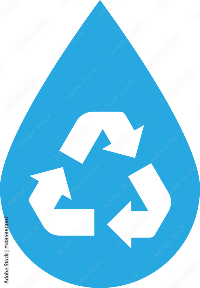Water recycle icon isolated on white background . Water drop with recycle symbol . Water recycle icon isolated on white background . Water drop with recycle symbol .