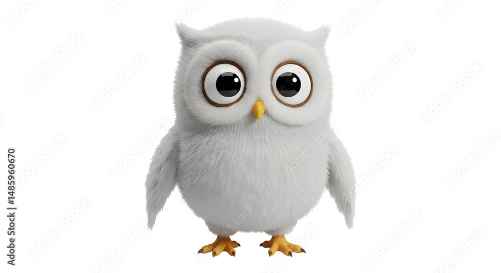 Cute White Owl with Grey Wing Tips Cute White Owl with Grey Wing Tips