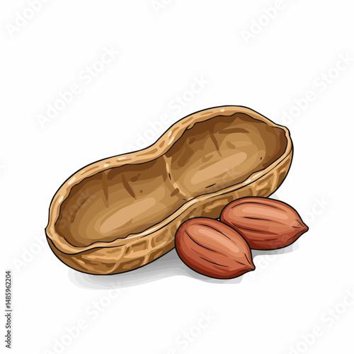 Cartoon drawing showing partial view of a brown hollow rock formation on white