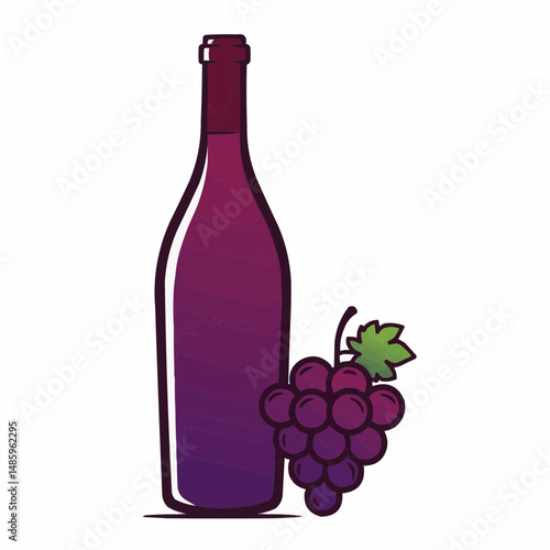Wine bottle with an artistic fill, dark lines. The bottle shape is wine-like and long