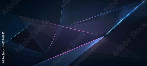 Abstract Geometric Design with Neon Lines on Dark Background