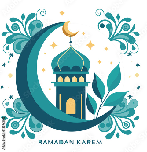 Vector illustration of the Taj Mahal mosque in India showcases its iconic silhouette as a symbol of Islamic architecture, a renowned monument of Asian art and culture, and a popular travel destination