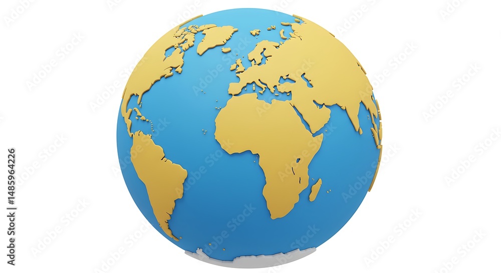 Naklejka premium 3D Isometric Globe – White Background