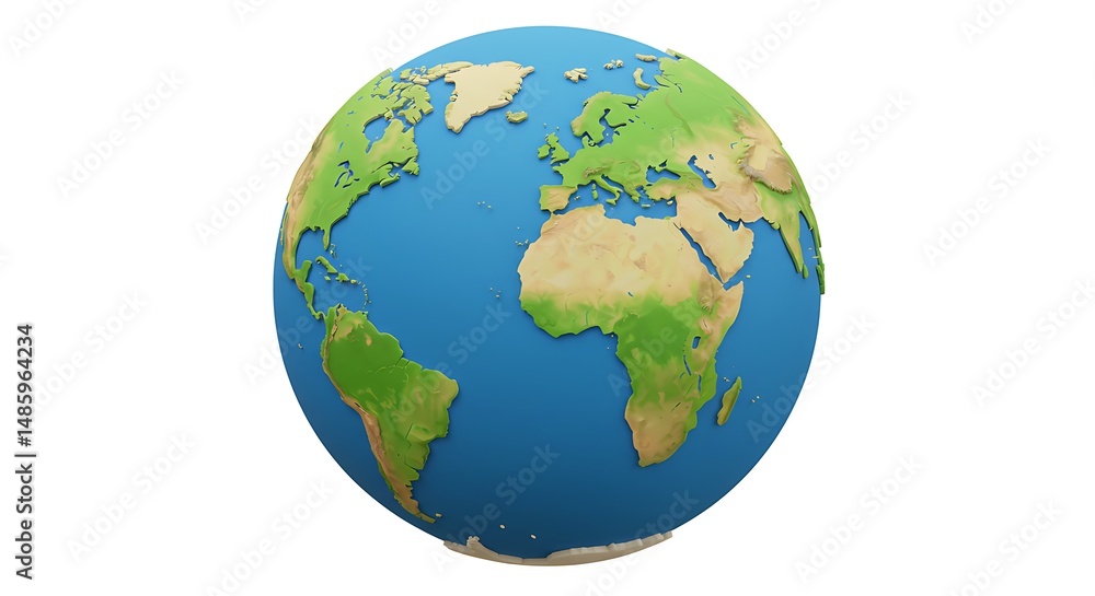 Naklejka premium 3D Isometric Globe – White Background