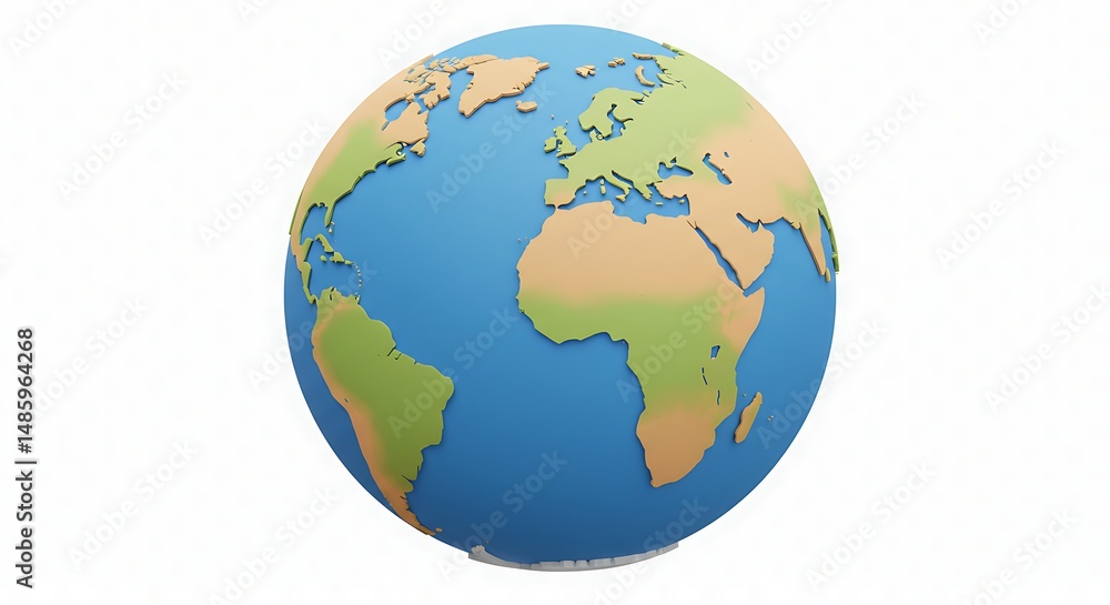 Fototapeta premium 3D Isometric Globe – White Background