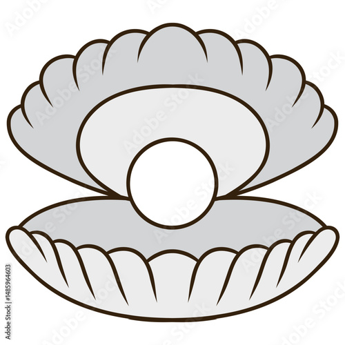 Pearl in Oyster Shell Illustration