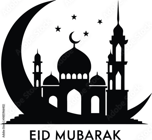 Eid Mubarak Vector Silhouettes – Islamic Festival, Mosque, Lantern, Family & Celebration Illustrations, Islamic Festival