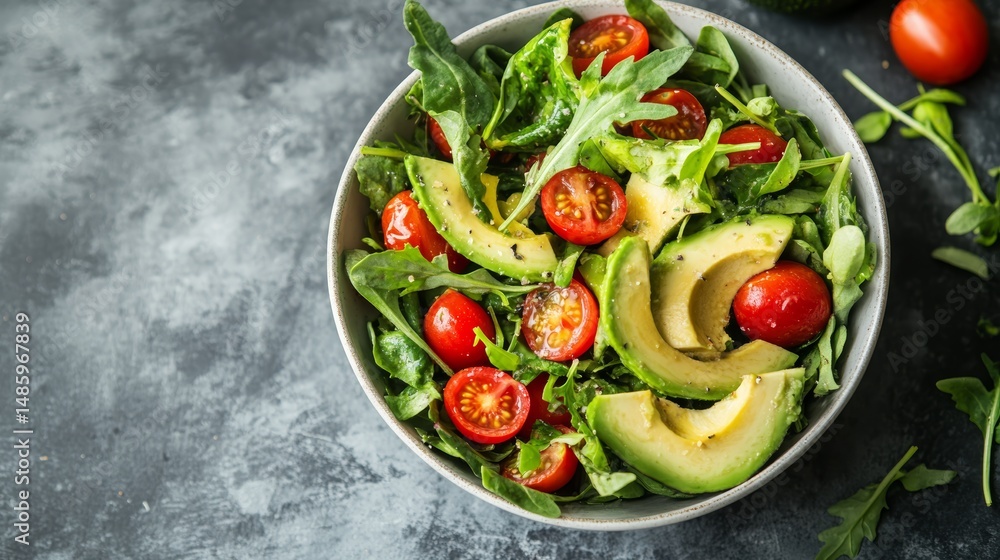 Delicious Avocado and Tomato Salad in Bowl Delicious Avocado and Tomato Salad in Bowl