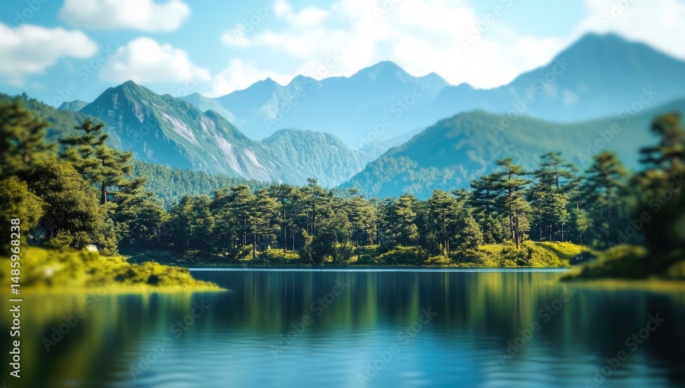 Fototapeta premium Serene mountain lake scene