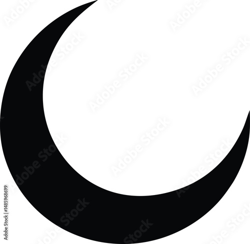 Golden crescent moon and stars, a night symbol in golden shape against the black sky, an artful vector illustration for decoration