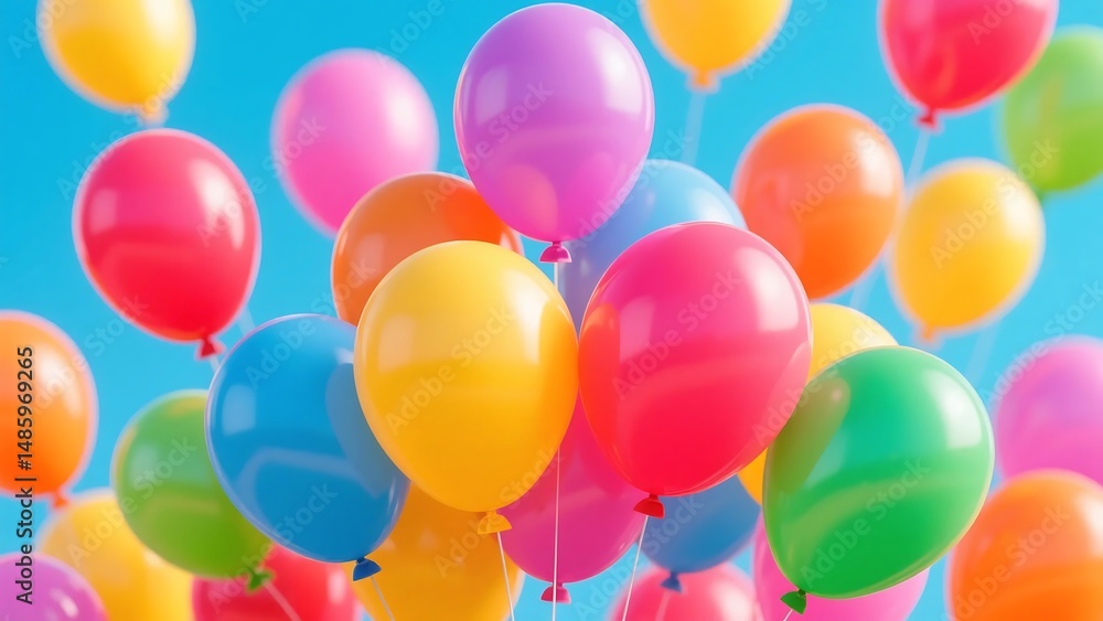 Colorful balloons floating against a bright background Colorful balloons floating against a bright background