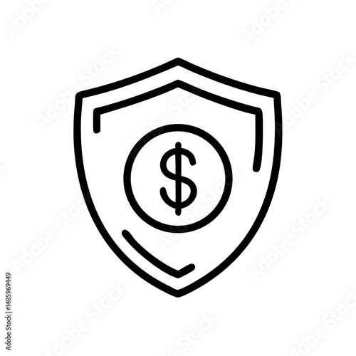 shield with dollar icon on transparent background for web and graphic design
