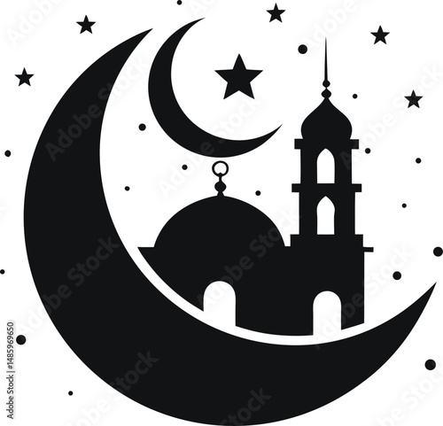 Eid Mubarak Vector Silhouettes – Islamic Festival, Mosque, Lantern, Family & Celebration Illustrations, Islamic Festival