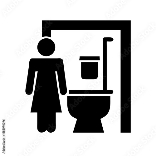 toilet icon silhouette on transparent background for web and graphic design
