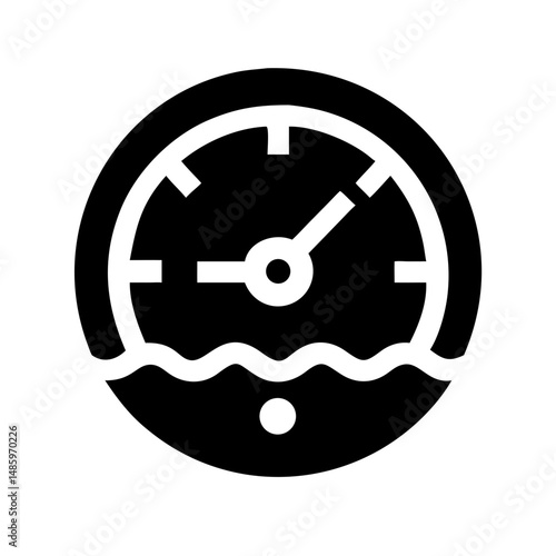 underwater gauge icon silhouette on transparent background for web and graphic design