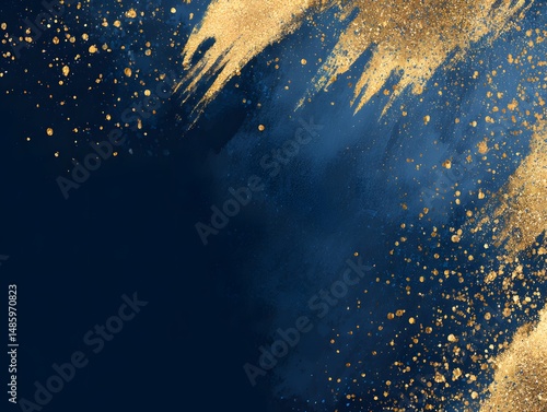 Elegant Dark Blue and Gold Abstract Background Texture