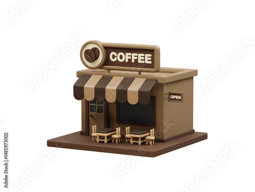 Coffee Shop icon 3d rendering illustration. Coffee bean icon 3d illustration render