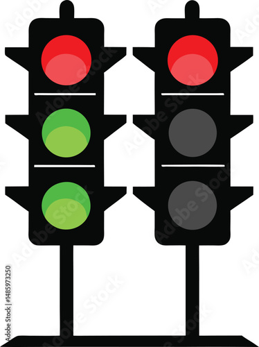 A red traffic light, a vital road safety signal, commands stop on an isolated white background