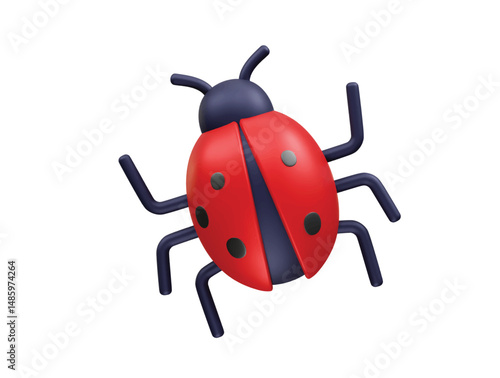ladybug icon 3d rendering illustration. Bug 3D Icon Illustration render
