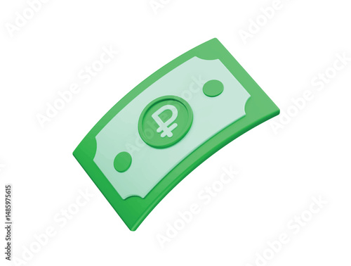 Russian Ruble 3D Icon rendering illustration. Ruble currency icon 3d