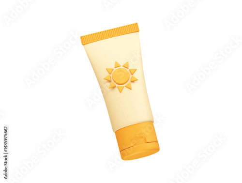 Sunscreen cream tube icon illustration 3d