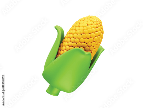 corn on the cob icon 3d render illustration. Sweet Corn 3d Icon illustration