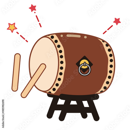 楽しく太鼓を叩くイメージイラスト