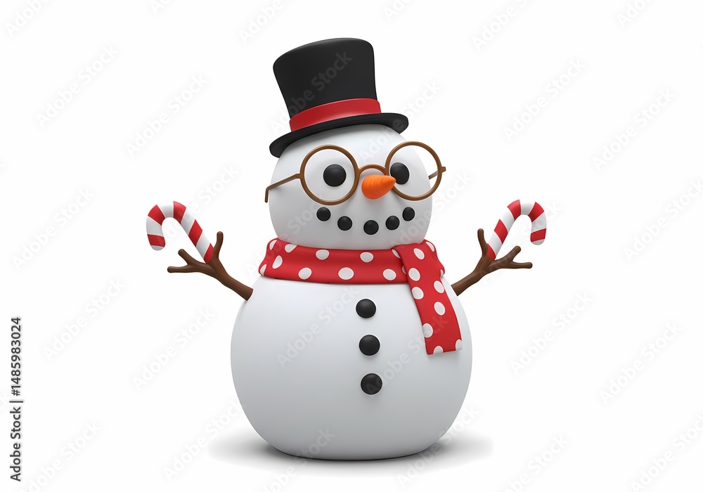 3D-Schneemann, dekoriert für Weihnachten, Frohe Weihnachten und ein glückliches neues Jahr. 3D-Schneemann, dekoriert für Weihnachten, Frohe Weihnachten und ein glückliches neues Jahr.