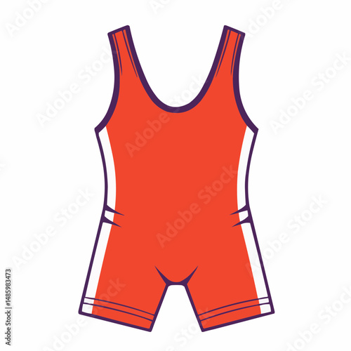 An orange and purple sleeveless shirt with white details over a white background