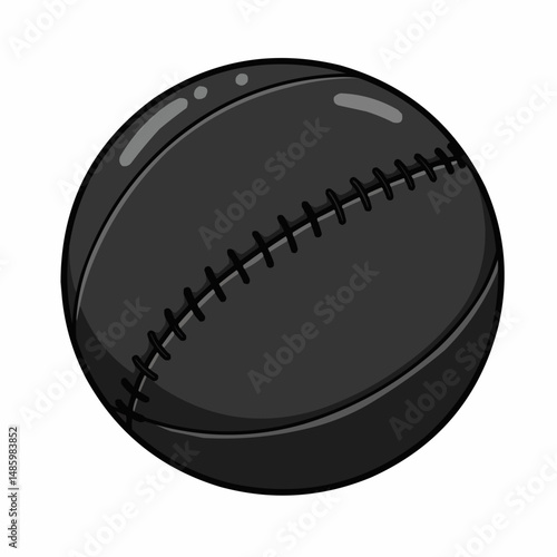 Grey, glossy rugby ball. A line of stitches goes through the right corner of the ball