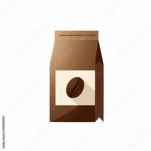 Brown paper bag, filled, ready to use, simple design with solid colors