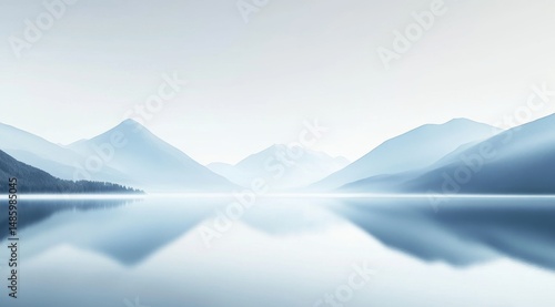 A serene lake with mountain reflections under a clear sky