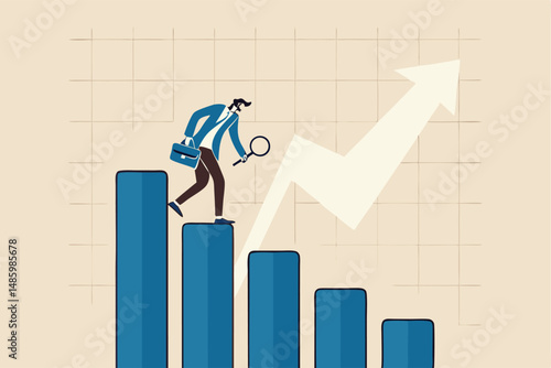 Business decline, loss or profit reduction, investment forecast of economic recession, negative return, price drop or financial downturn concept, businessman analyze declining bar graph and chart.
