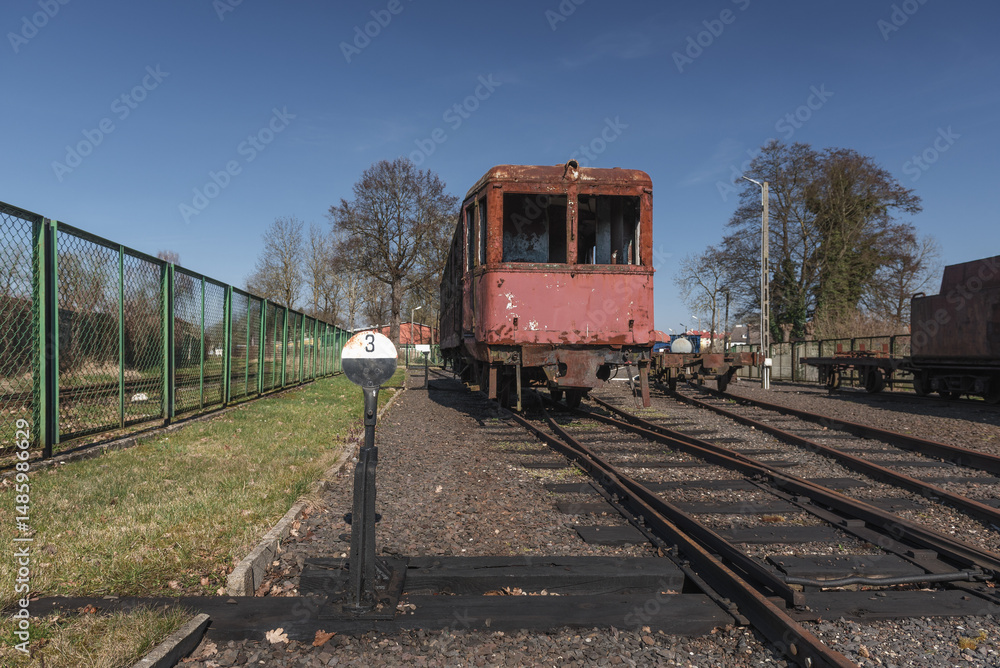Fototapeta premium NARROW GAUGE DIESEL RAILCAR - An old and historic vehicle for transporting passengers 