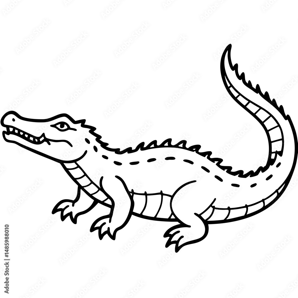 Fototapeta premium Emerald Crocodile Outline Vector