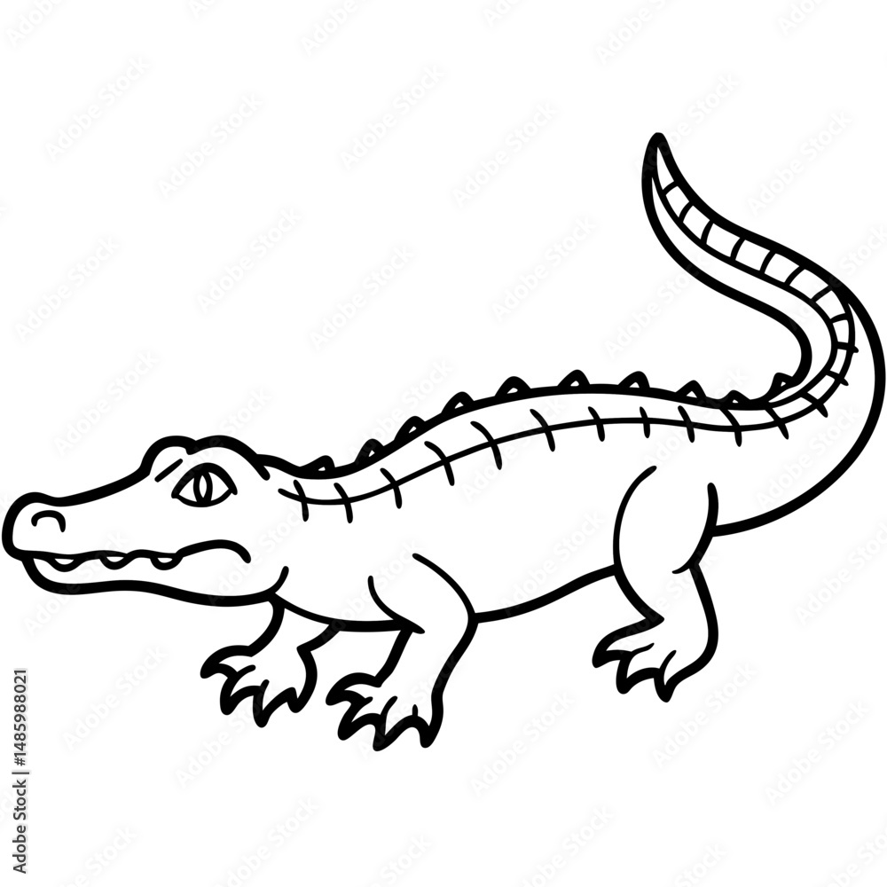 Fototapeta premium Emerald Crocodile Outline Vector