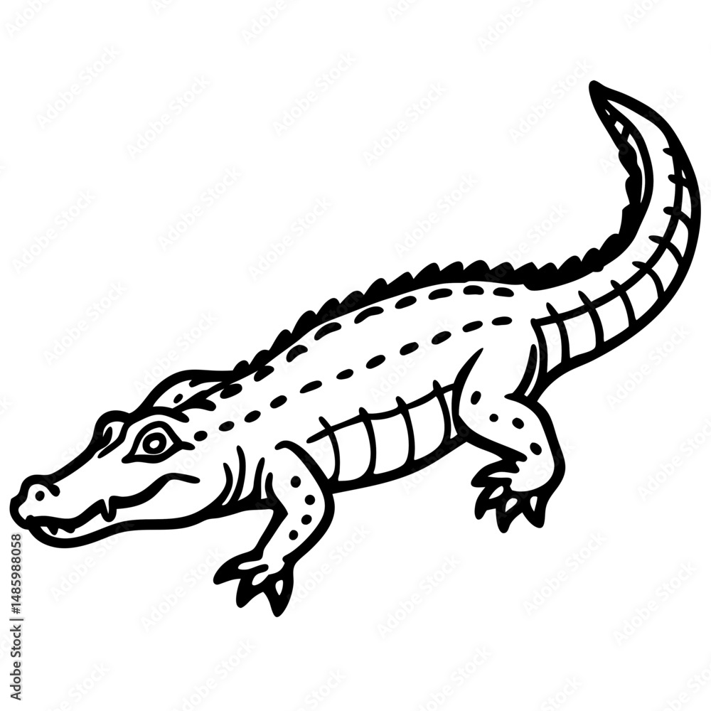 Fototapeta premium Emerald Crocodile Outline Vector