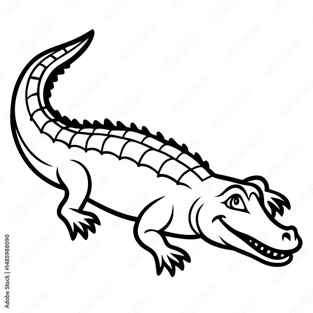 Obraz premium Emerald Crocodile Outline Vector