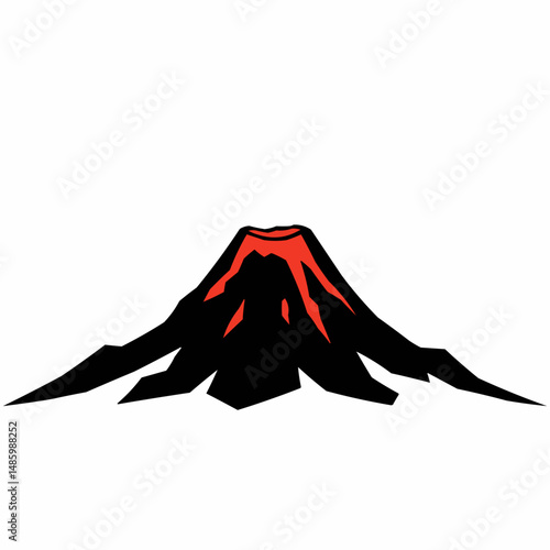 A volcano with red lava flowing out of it and a black surrounding the red