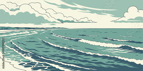 sea landscape with waves