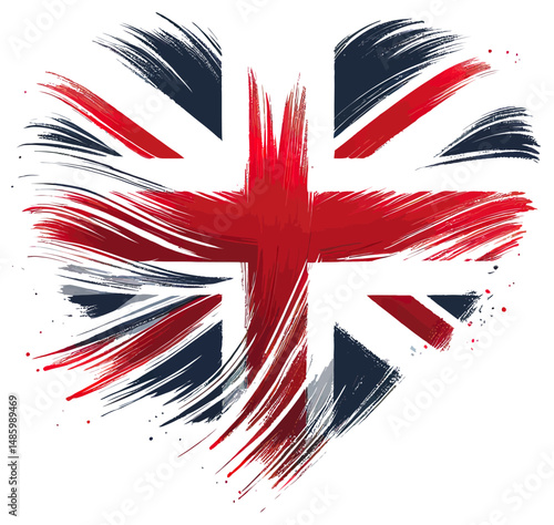 heart shape united kingdom illustrative vector flag