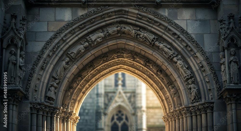 Obraz premium Stone Archway of a Building with Carvings