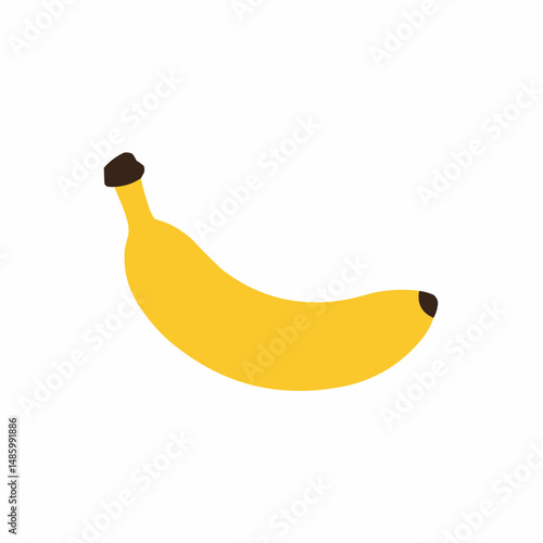 Bottom-right corner shows a yellow fruit with a brown tip on a plain white background