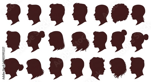 Maroon Profiles: A Silhouette Collection AI Generated